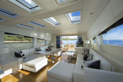 106 Leopard Yacht Charter Salon Skylights